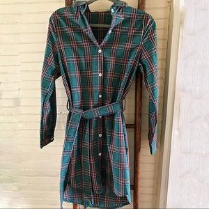 Plaid Tartan Button Down Shirt Dress | Sz Sm